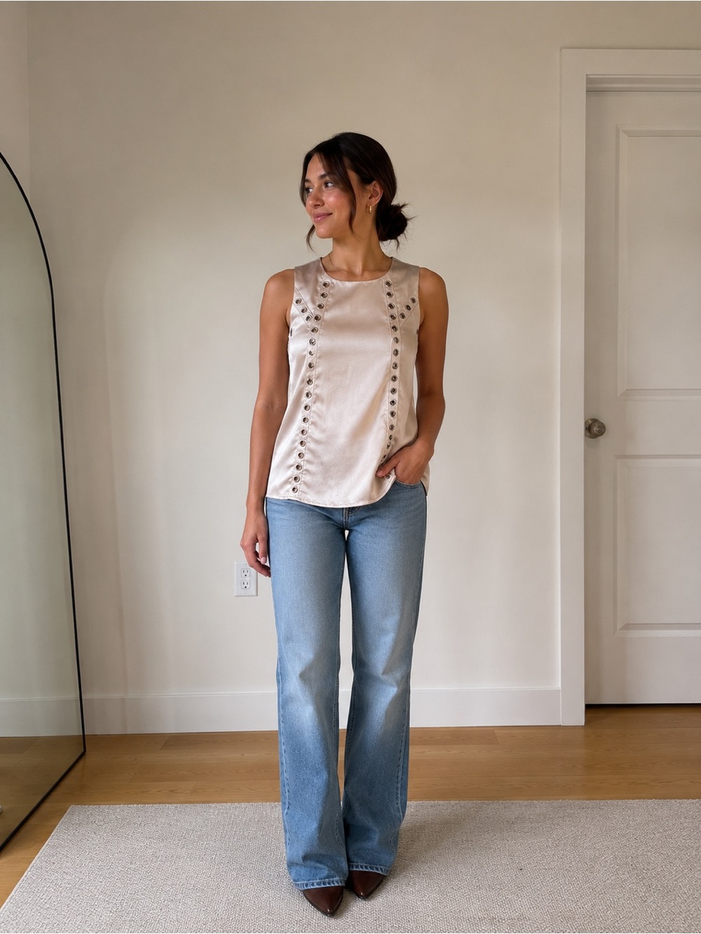 Sugar + Lips pink grommet top